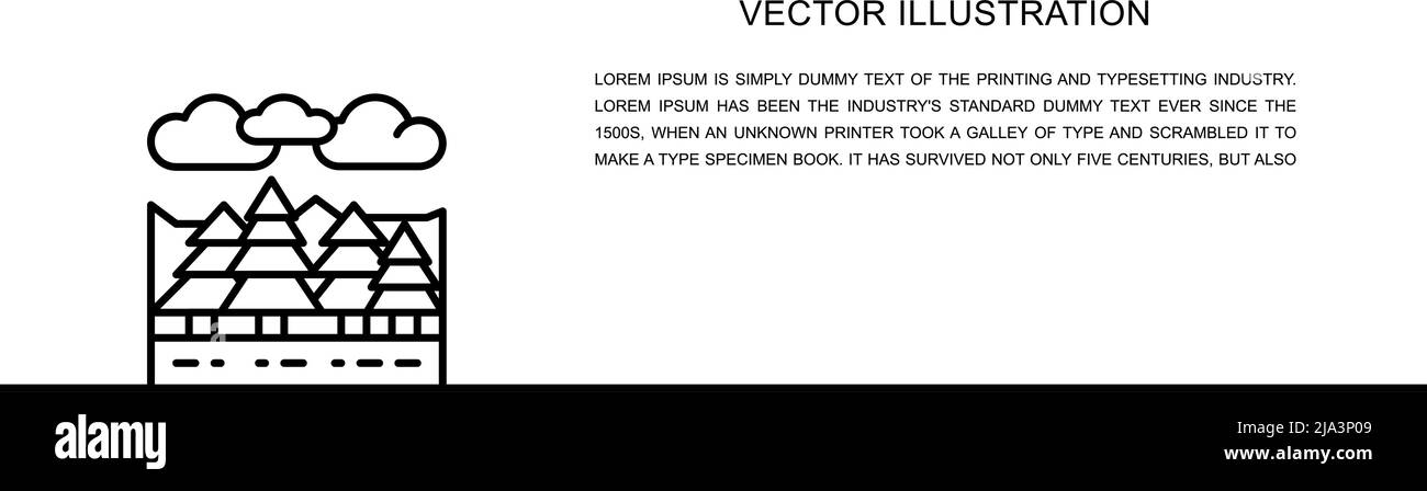 Vektor Wald, Bäume Landschaft eine Zeile Symbol. Fortlaufende einzeilige Darstellung. Stock Vektor