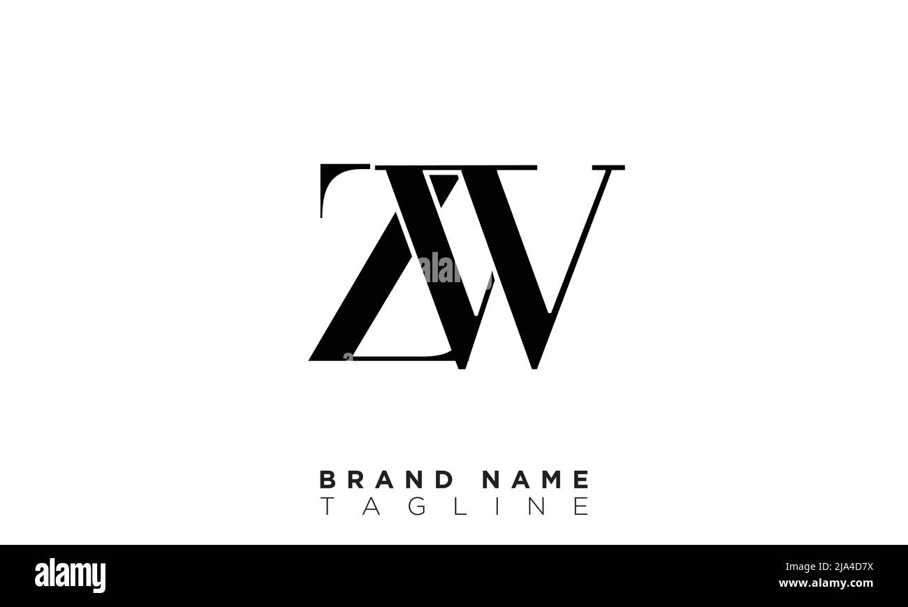 ZW Alphabet Buchstaben Initialen Monogramm Logo Stock Vektor