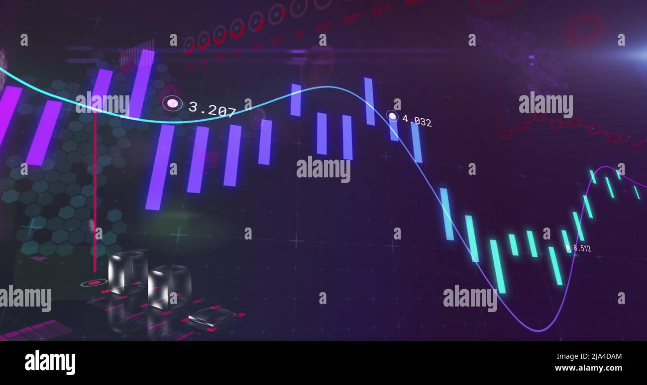 Bild von covid 19 Zellen und Statistik mit Datenverarbeitung Stockfoto