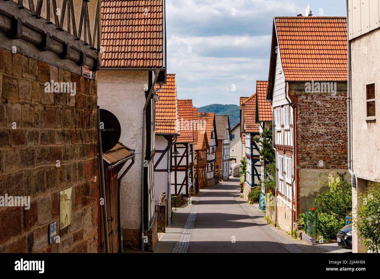 Fachwerkhaus des Dorfes Herleshausen in Hessen Stockfoto Fachwerkhaus des Dorfes Herleshausen in Hessen Stockfoto