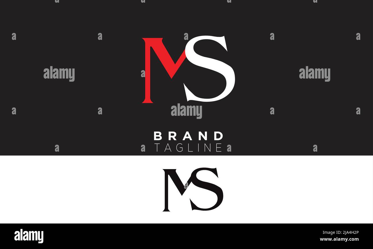 MS Alphabet Buchstaben Initialen Monogramm Logo SM, M und S Stock Vektor