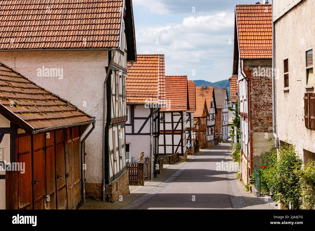 Fachwerkhaus des Dorfes Herleshausen in Hessen Stockfoto Fachwerkhaus des Dorfes Herleshausen in Hessen Stockfoto