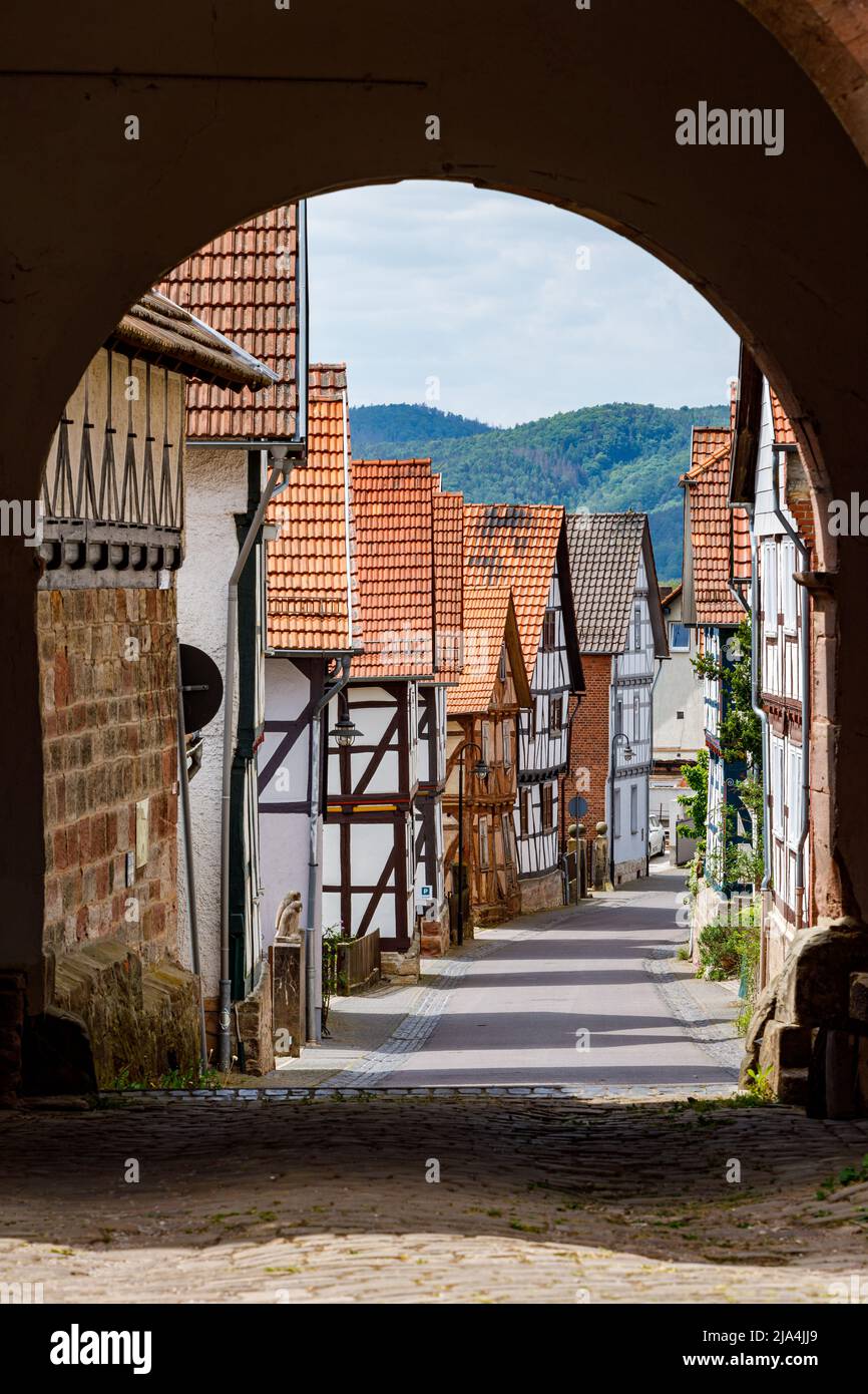 Fachwerkhaus des Dorfes Herleshausen in Hessen Stockfoto Fachwerkhaus des Dorfes Herleshausen in Hessen Stockfoto