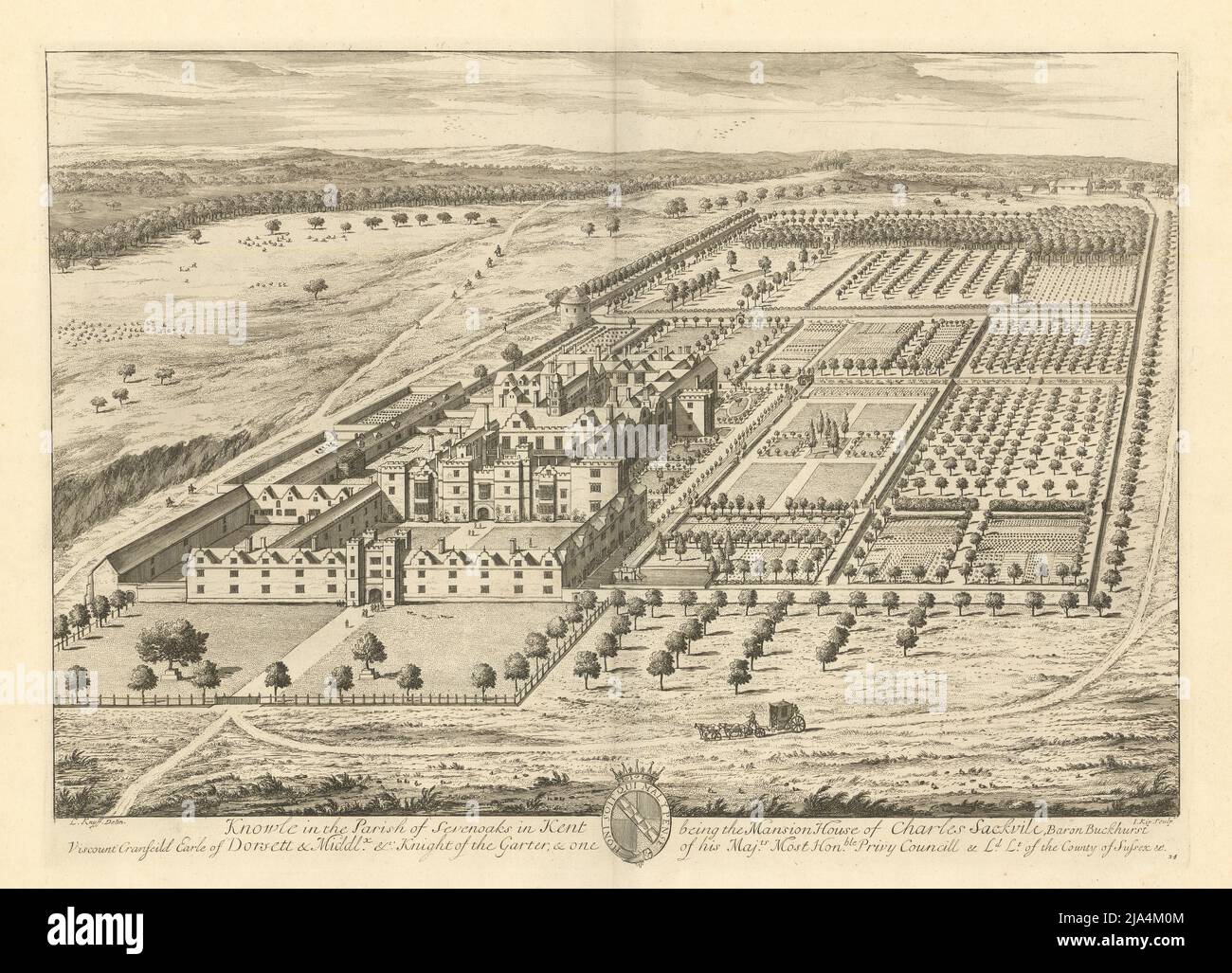 Knole House von Kip & Knyff. 'Knowle in der Parish of Sevenoaks in Kent' 1709 Stockfoto