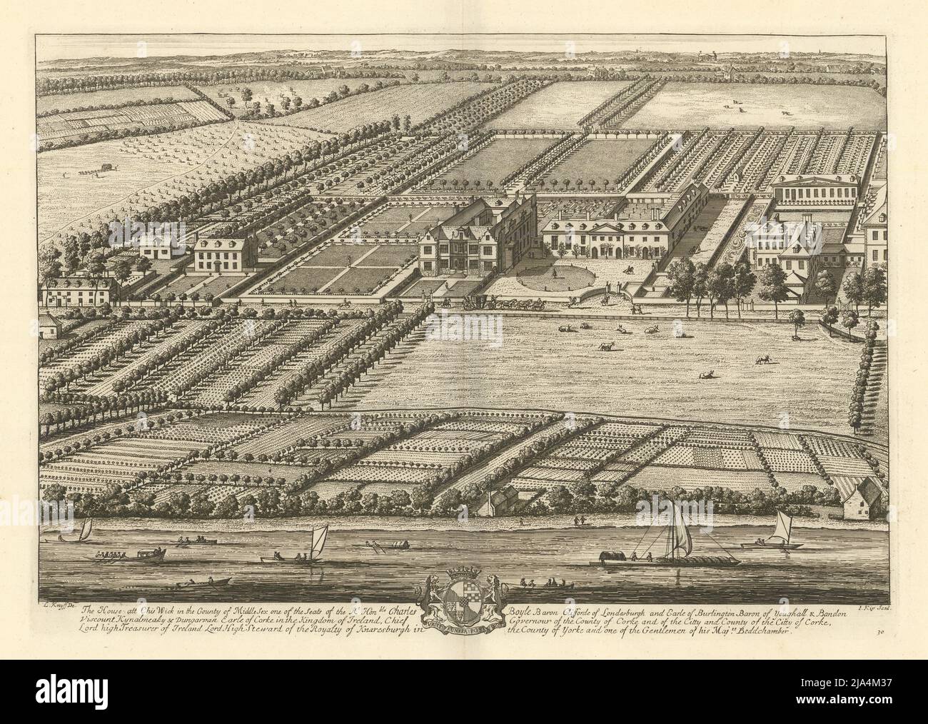 Chiswick House, London. Kip Und Knyff. „The House att Chis Wick“. Burlington 1709 Stockfoto