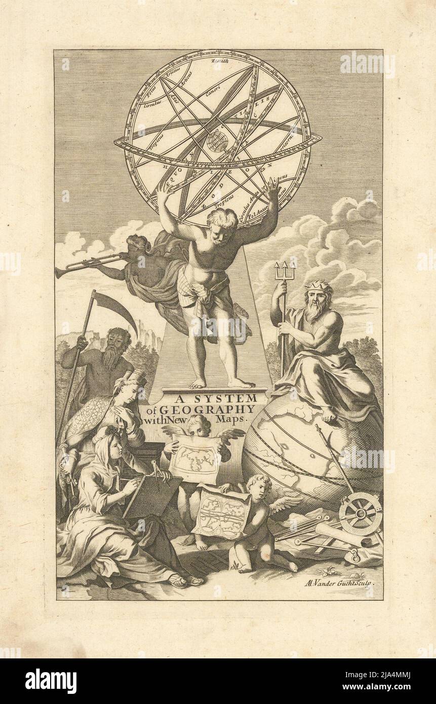 Compleat Geographer. System der Geographie mit neuen Karten. Titelseite 1709 Print Stockfoto