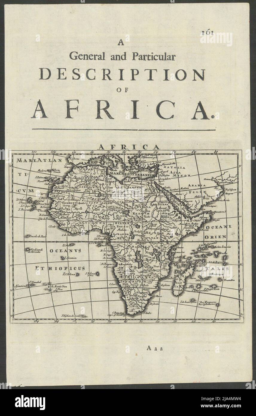 Afrika von Herman Moll. Hypothetisierte Innenausstattung! Phantom St Matthew Island 1709 Karte Stockfoto