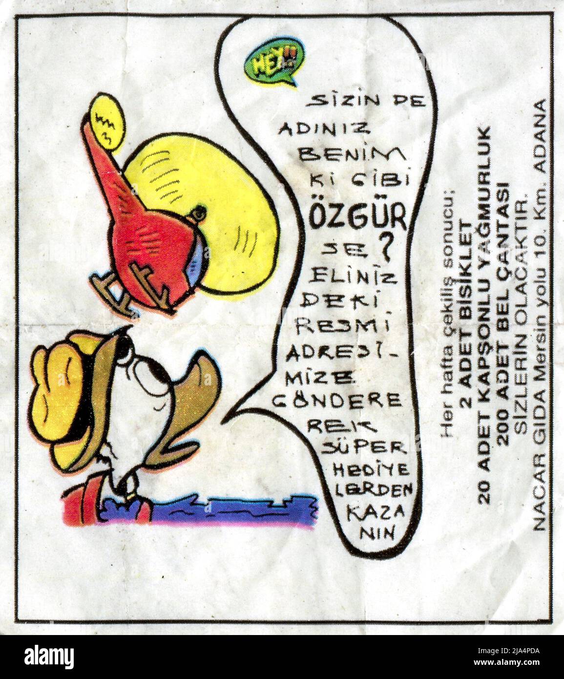 Türkischer Kaugummieinsatz. Cartoon Duck Tales. 1980s. Stockfoto