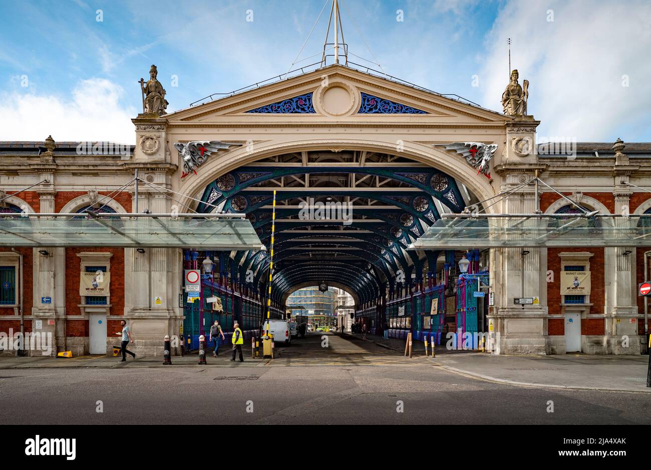 Smithfield Market Area of the City of London England Mai 2022 das Smithfield-Fleischmarktgebiet ist für eine umfassende Sanierung nach Crossrail angesetzt Stockfoto