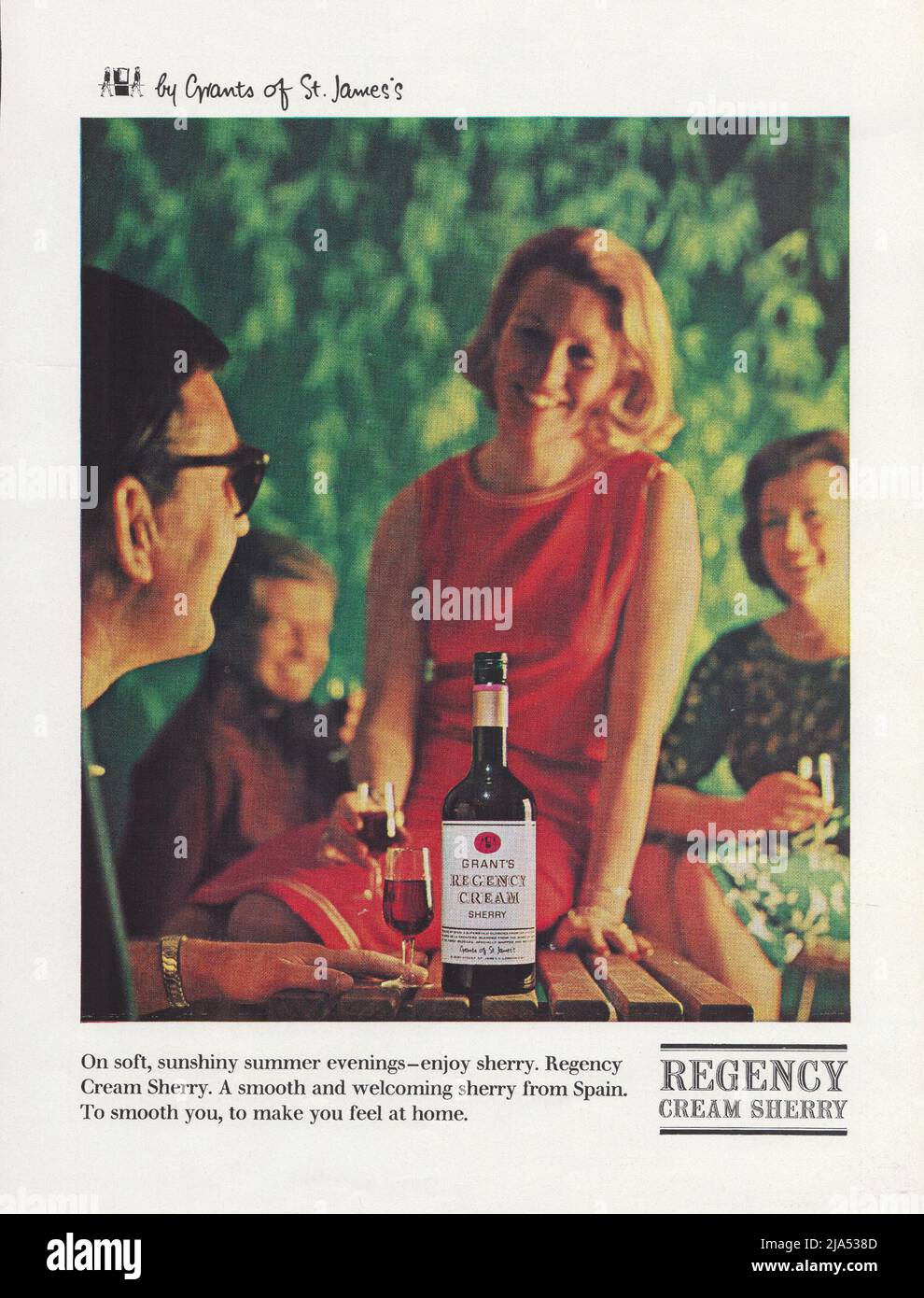 Grant's Regency Cream Sherry Vintage Magazine Werbung in Papierform Stockfoto