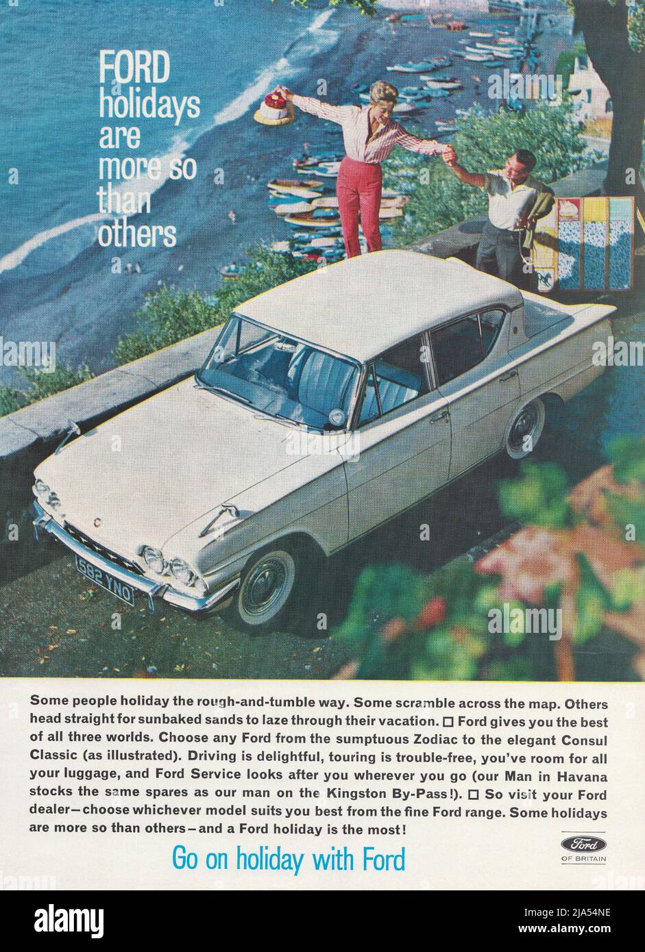 FORD Zodiac Consul Classic Vintage Magazin Werbepapier Werbung Ford of Britain Stockfoto
