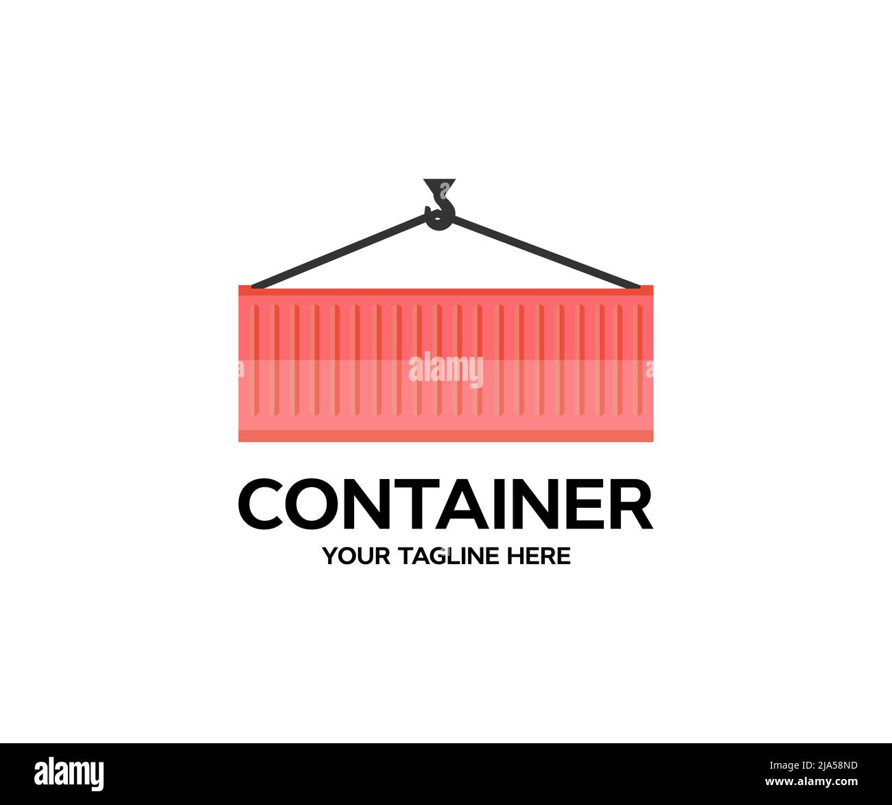 Transport Logistik der internationalen Containerfracht Versand und Frachtflugzeug in Container Yard Logo-Design. Frachttransport. Stock Vektor