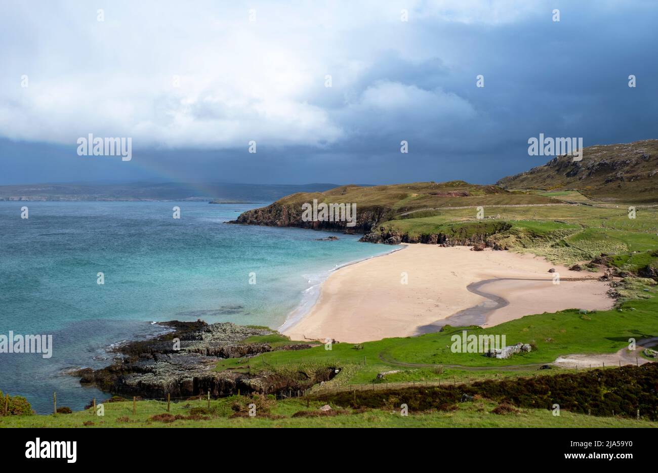 Sangobeg Sands, in der Nähe von Durness, Sutherland, Schottland. Stockfoto