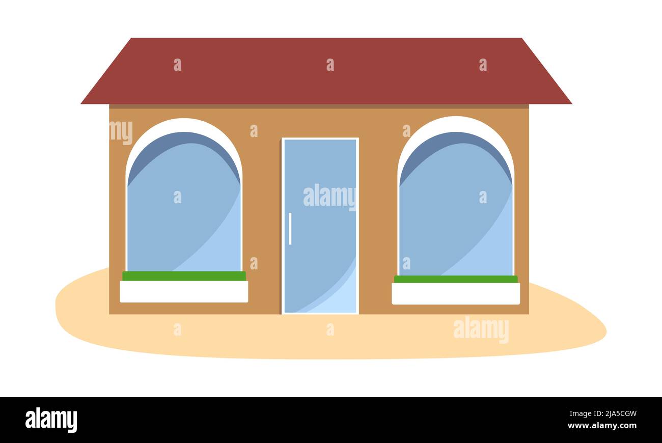 Geschäfte, Apotheken oder Cafés. Flache Abbildung Stock Vektor