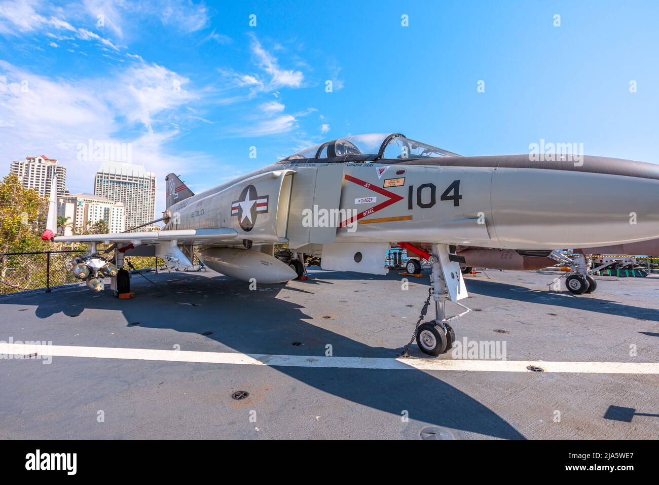 San Diego, Vereinigte Staaten - JULI 2018: McDonnell Douglas F-4 Phantom II. Amerikanischer Überschalljet-Abfangjäger und Jagdbomber von 1960s in der Luftfahrt Stockfoto