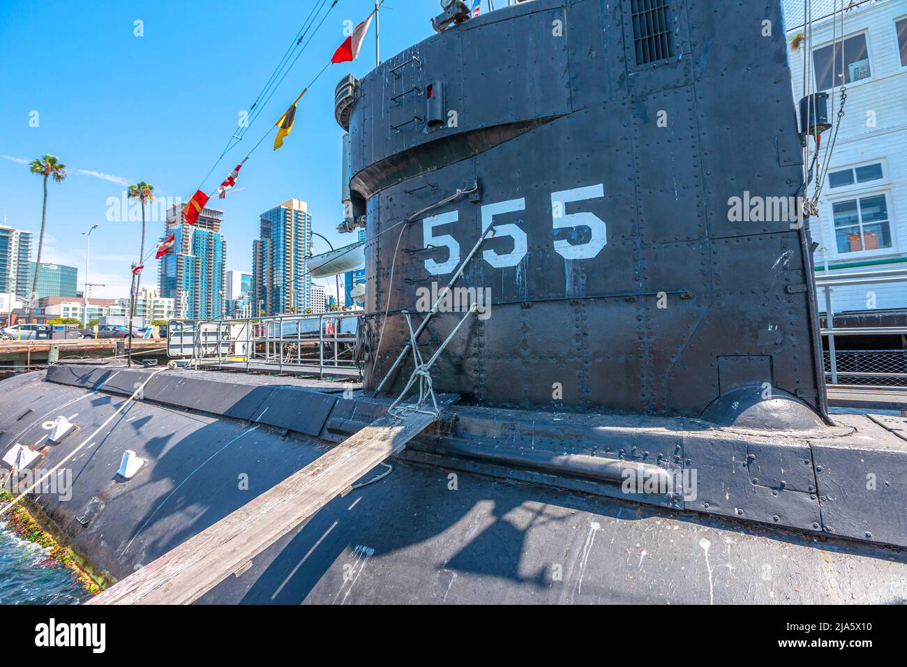 San Diego, Navy Pier, California, USA - 1. August 2018: USS Dolphin AGSS-555 American Submarine of United States Navy im Maritime Museum of San Diego Stockfoto