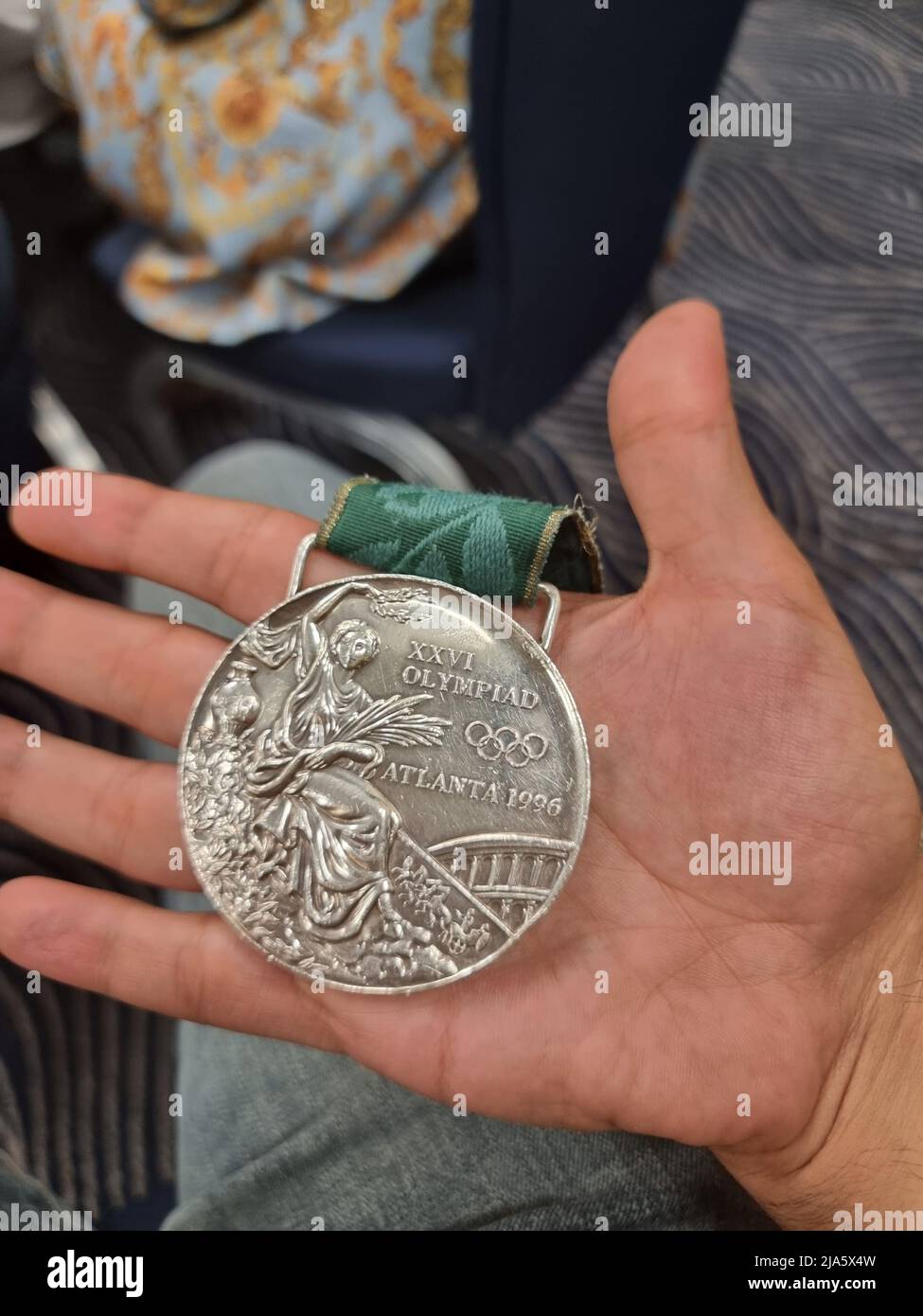 Silbermedaille, die Roger Black gehören, Er gewann bei den olympischen spielen 1996 in Atlanta Stockfoto