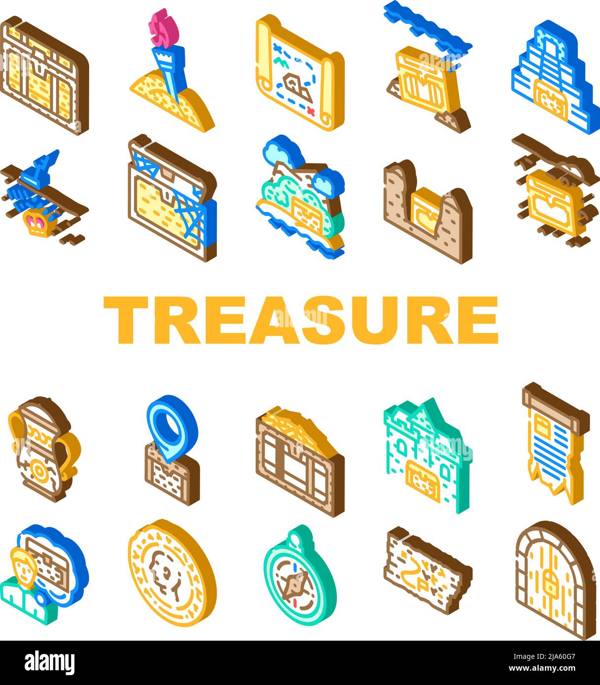 Treasure Precious Und Antique Icons Set Vector Stock Vektor