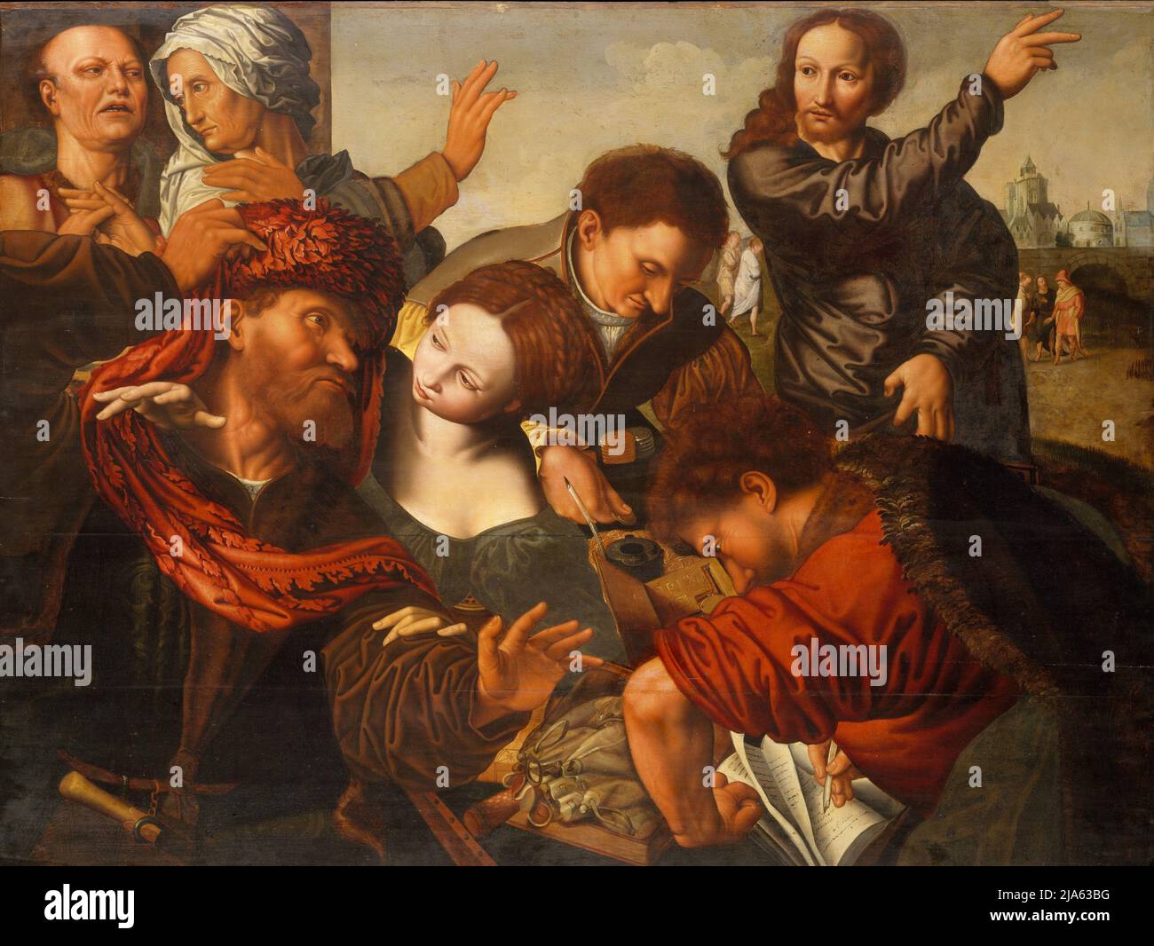 Die Berufung des heiligen Matthäus – Gemälde nach Jan Sanders van Hemessen Stockfoto