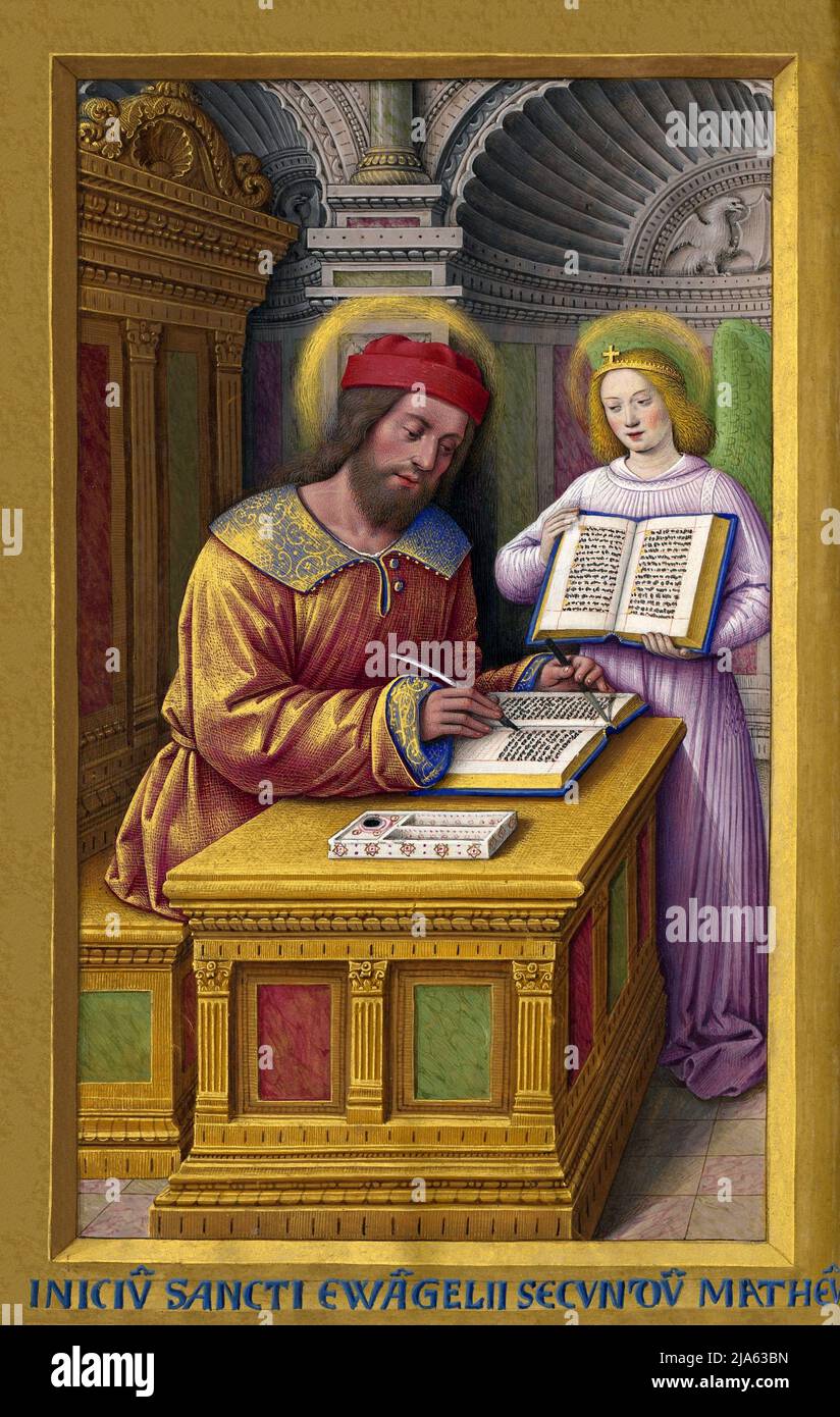 Matthäus der Evangelist, Miniatur aus den Grandes Heures der Anne von Bretagne von Jean Bourdichon Stockfoto