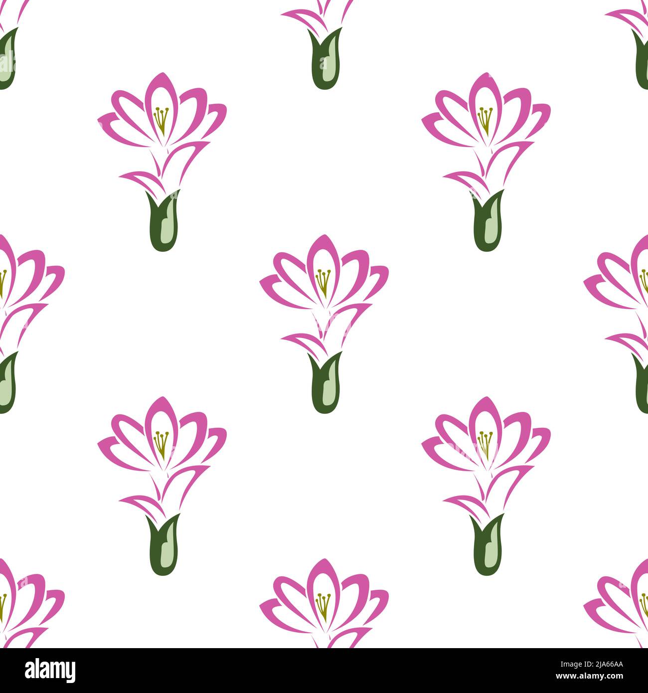 Schöne rosa Blumenkunst isoliert auf weißem Hintergrund ist in Nahtloses Muster - Vektor-Illustration Stock Vektor