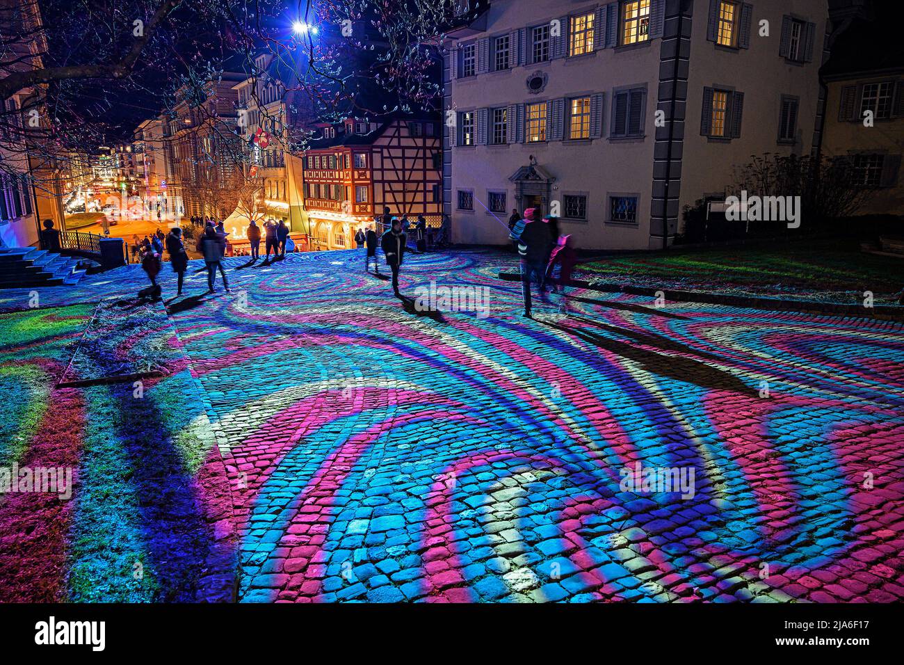 Lichtinstallation in der Stadt Luzern, Schweiz Stockfoto