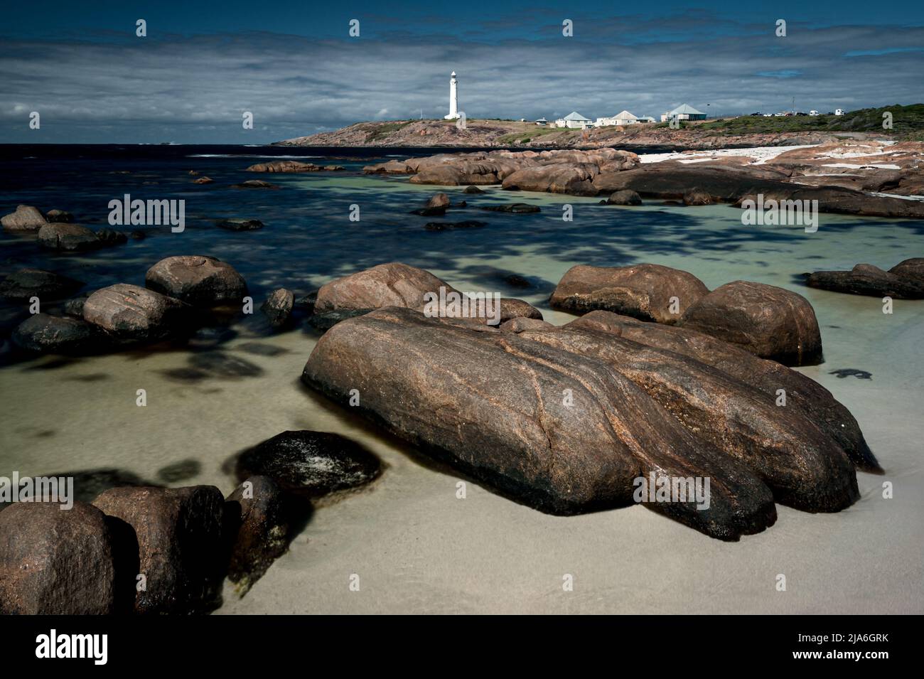 Cape Leeuwin Lighthouse an der Stelle, an der sich zwei Ozeane treffen. Stockfoto