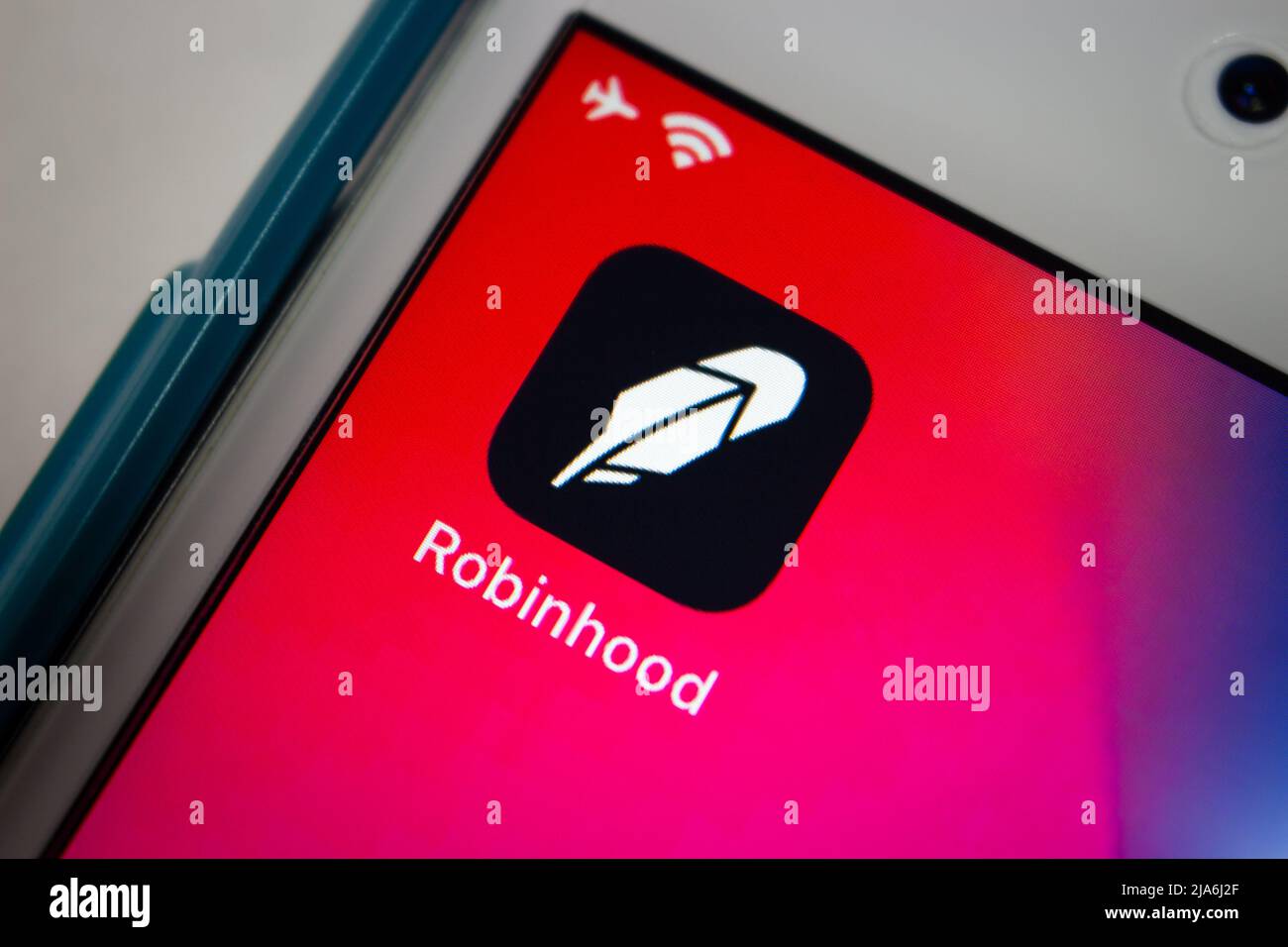 Kumamoto, JAPAN - Jan 31 2021 : Robinhood App auf dem iPhone. Robinhood ist ein US-amerikanisches Finanzunternehmen, das Aktien- und Börsengeschäfte per App anbietet Stockfoto