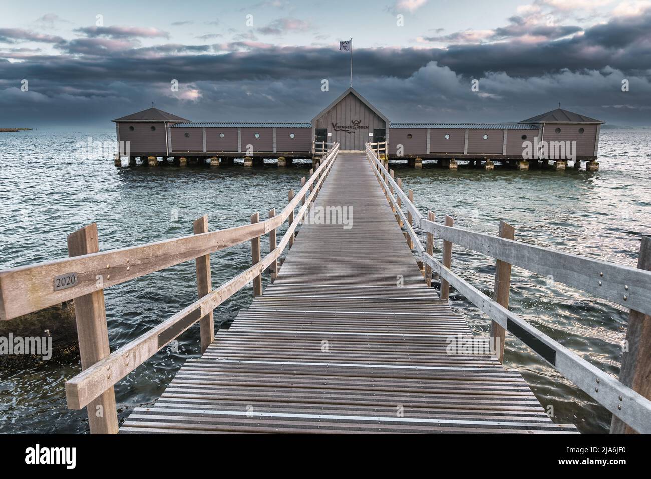 Viking Freibad am Yachthafen in Soenderborg, Dänemark Stockfoto