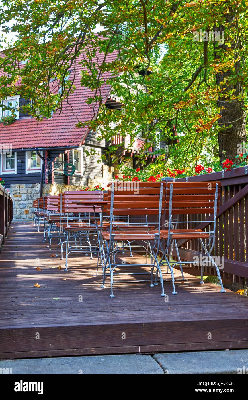Schönes, offenes Café in Bastei, Deutschland Stockfoto