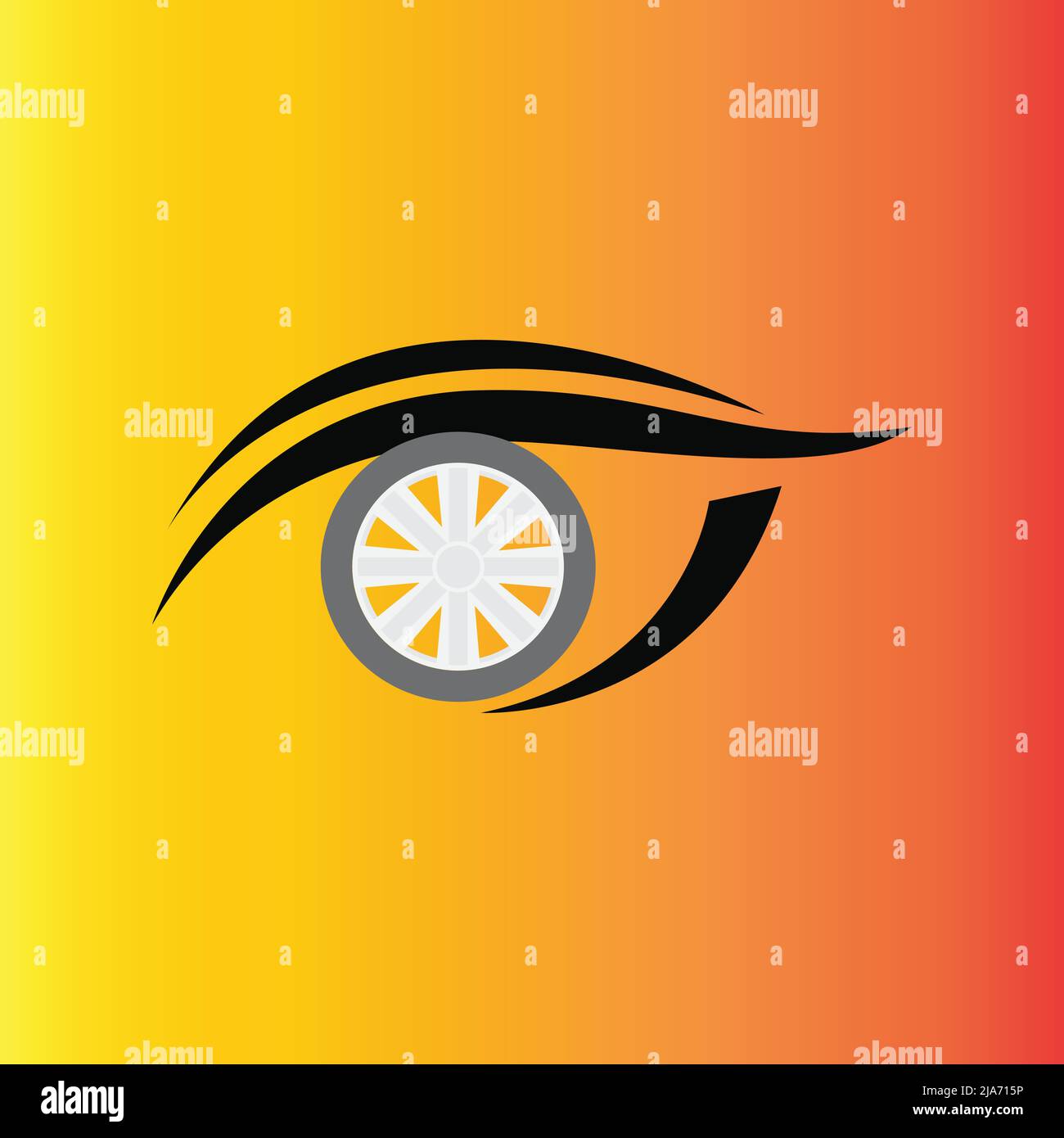 Auge mit einem Rad eines Autos, konzeptueller Vektor Stock Vektor