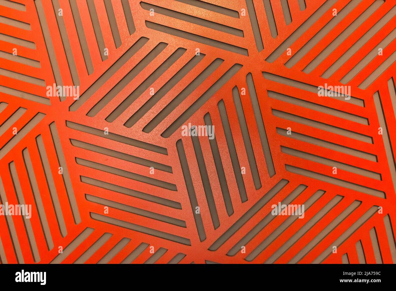 Muster Rot Orange Abstrakt Geometrisch Zeitgenössisch Interior Wanddesign Architektur Dekoration Textur Hintergrund. Stockfoto