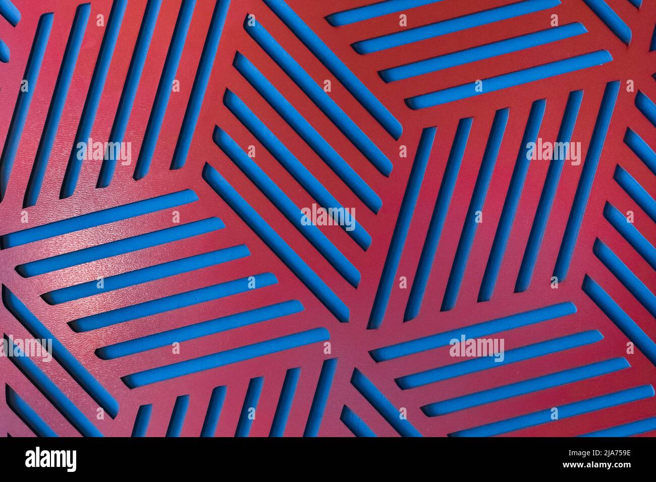 Muster Rot Und Blau Abstrakt Geometrisch Zeitgenössisch Interior Wanddesign Architektur Dekoration Textur Hintergrund. Stockfoto