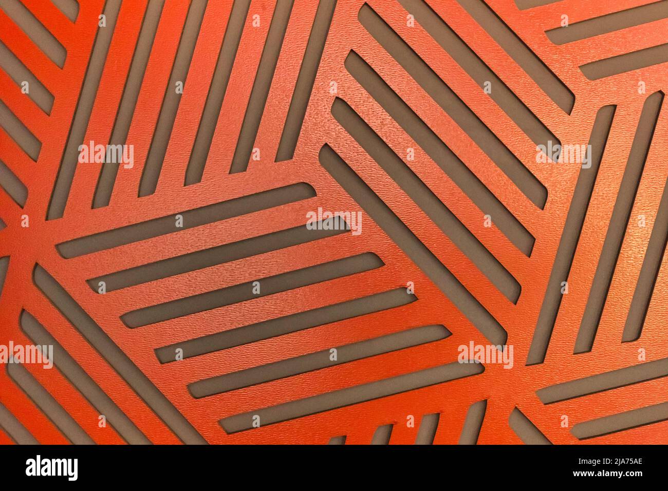 Muster Rot Orange Abstrakt Geometrisch Zeitgenössisch Interior Wanddesign Architektur Dekoration Textur Hintergrund. Stockfoto