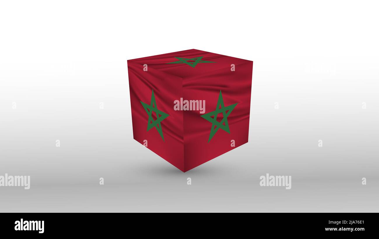 Königreich marokko auf 3D Würfel, marokko Design mit isoliertem Hintergrund Stockfoto