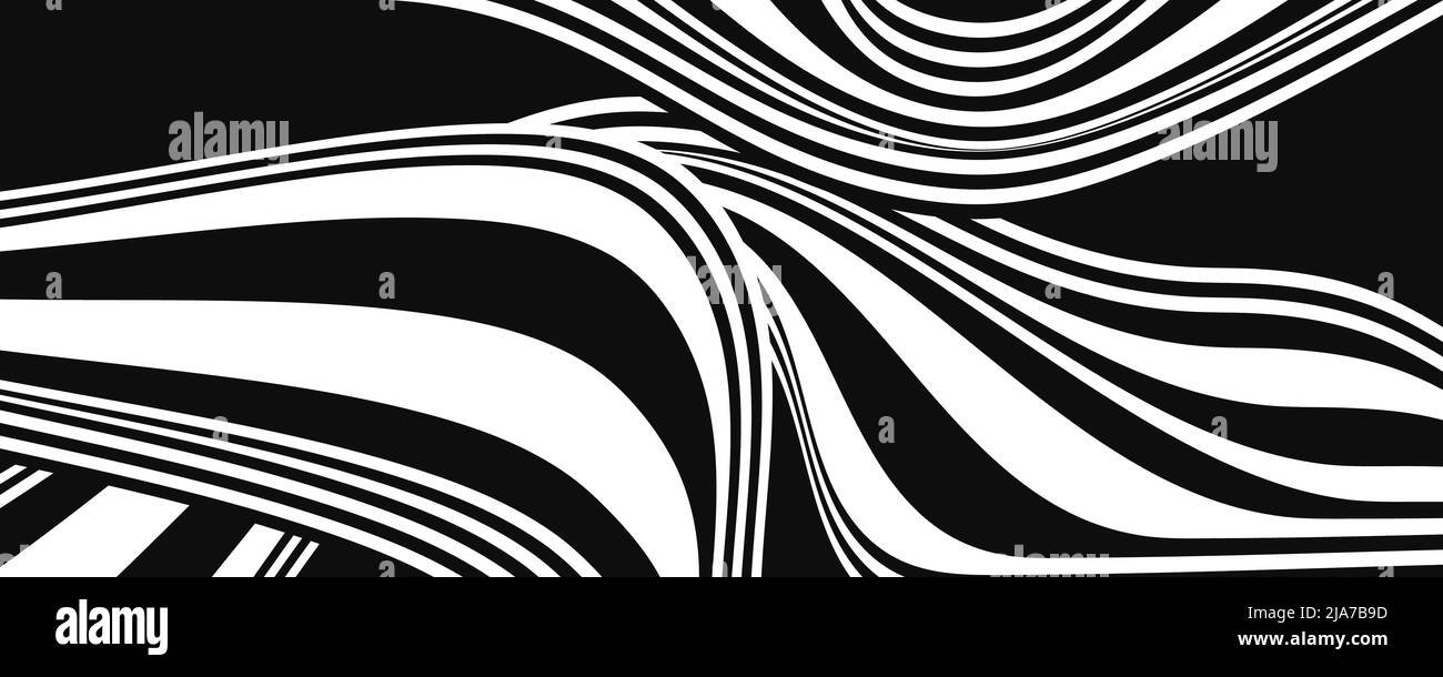 Breit gefasster schwarz-weißer Streifen, abstraktes Banner. Monochromer Vektorarchitektur-Hintergrund. Kontrastlinien Stock Vektor