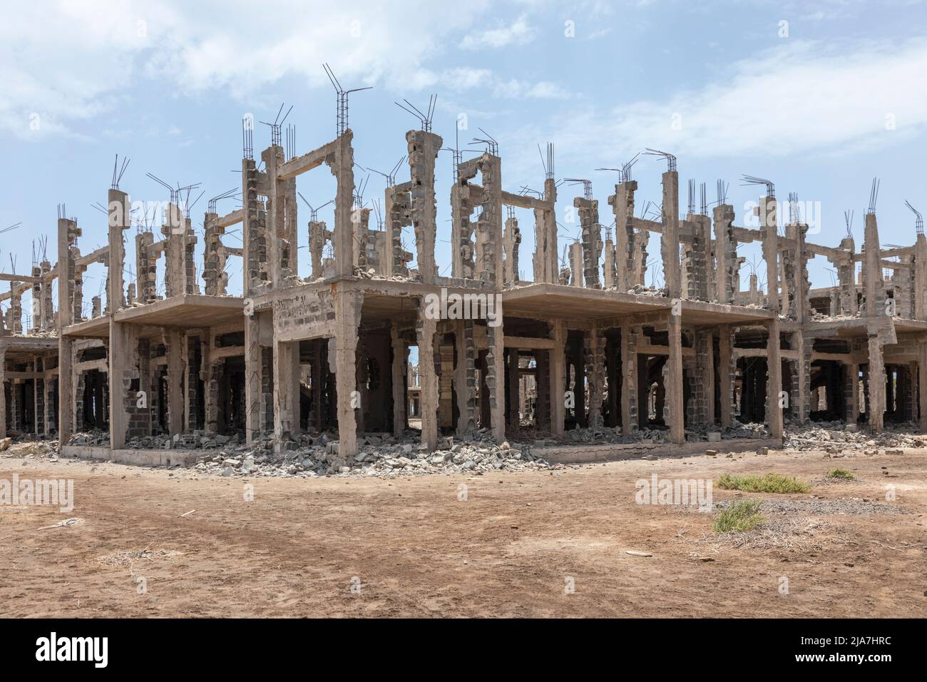 Baufällig verlassene, unfertige Hotelgebäude in Santa Maria, Sal, Kapverdische Inseln, Kap Verde, Afrika Stockfoto