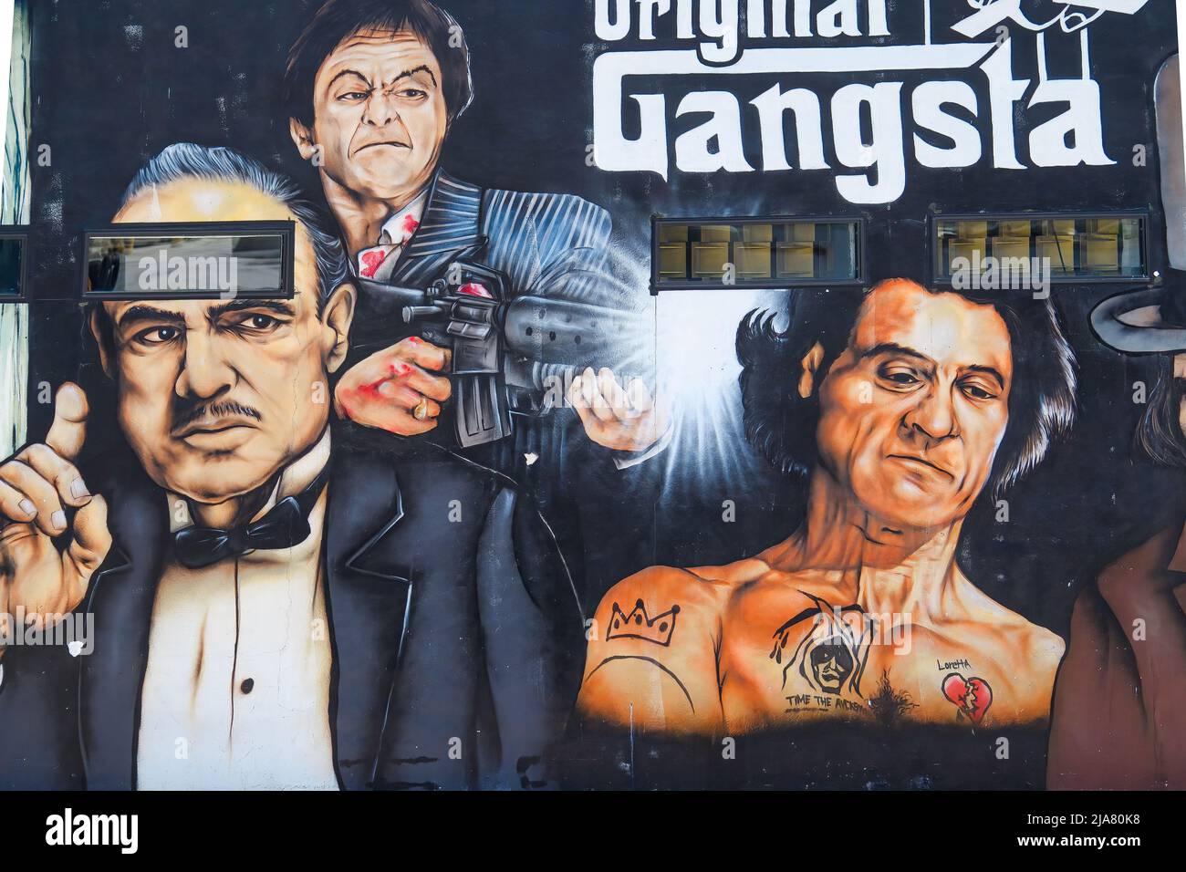 Städtische Kunstmalerei in Wynwood Walls, einem Künstlerviertel in Miami, Florida, USA Stockfoto