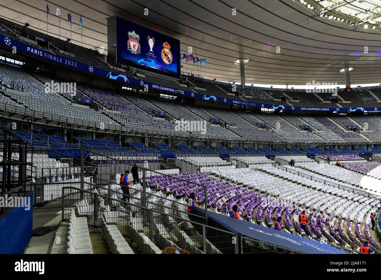 Paris, Frankreich. 28.. Mai 2022. Das Stade de France ist bereit für das UEFA Champions League-Finale zwischen Liverpool und Real Madrid in Paris. (Foto: Gonzales Photo/Alamy Live News Stockfoto