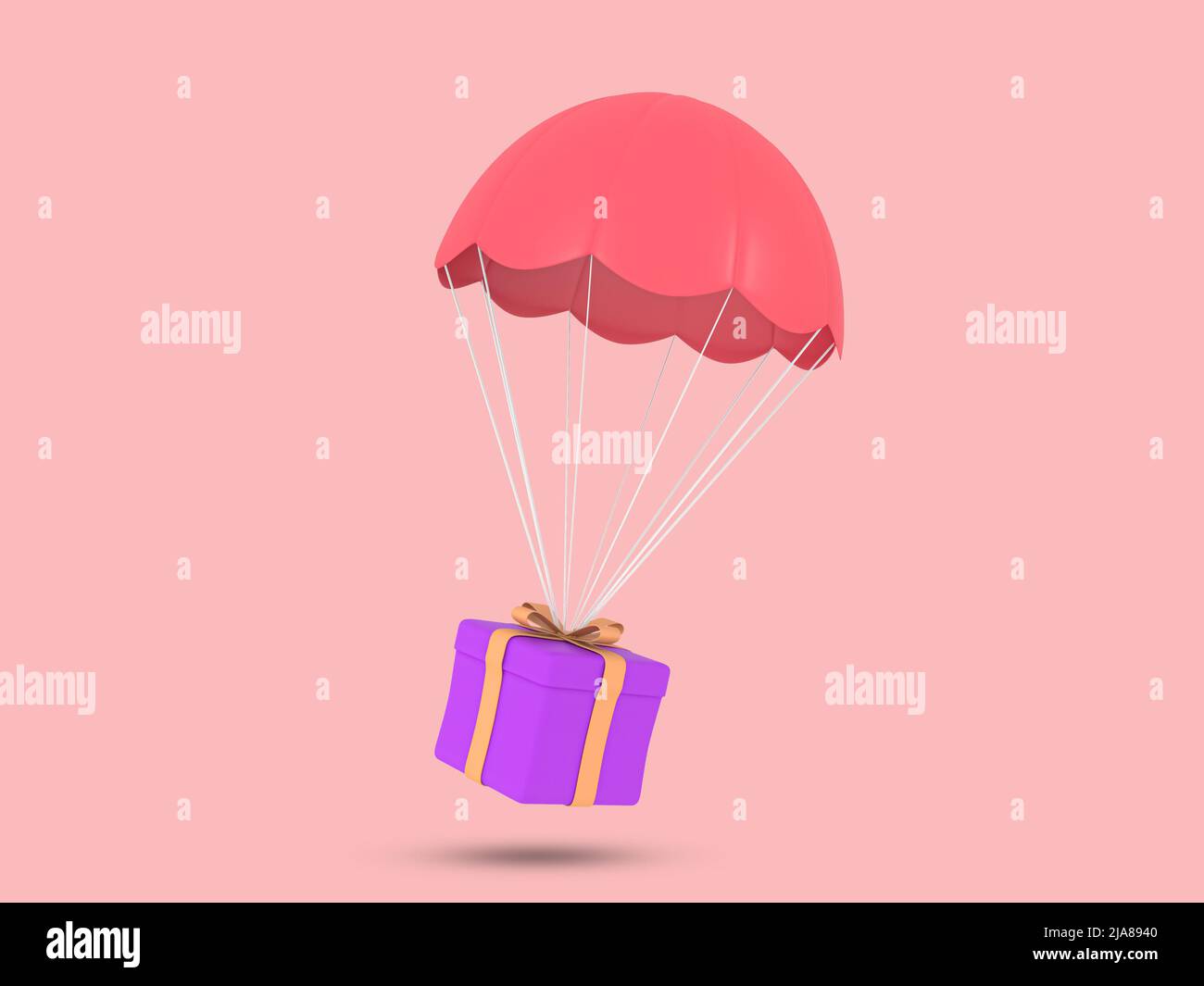 Geschenk fliegen mit Gasballon 3D Symbol. Geschenk 3D gerenderte Illustration. Geburtstag, Jahrestag, weihnachten, valentinstag Festival Präsentation Geschenkbox Stockfoto