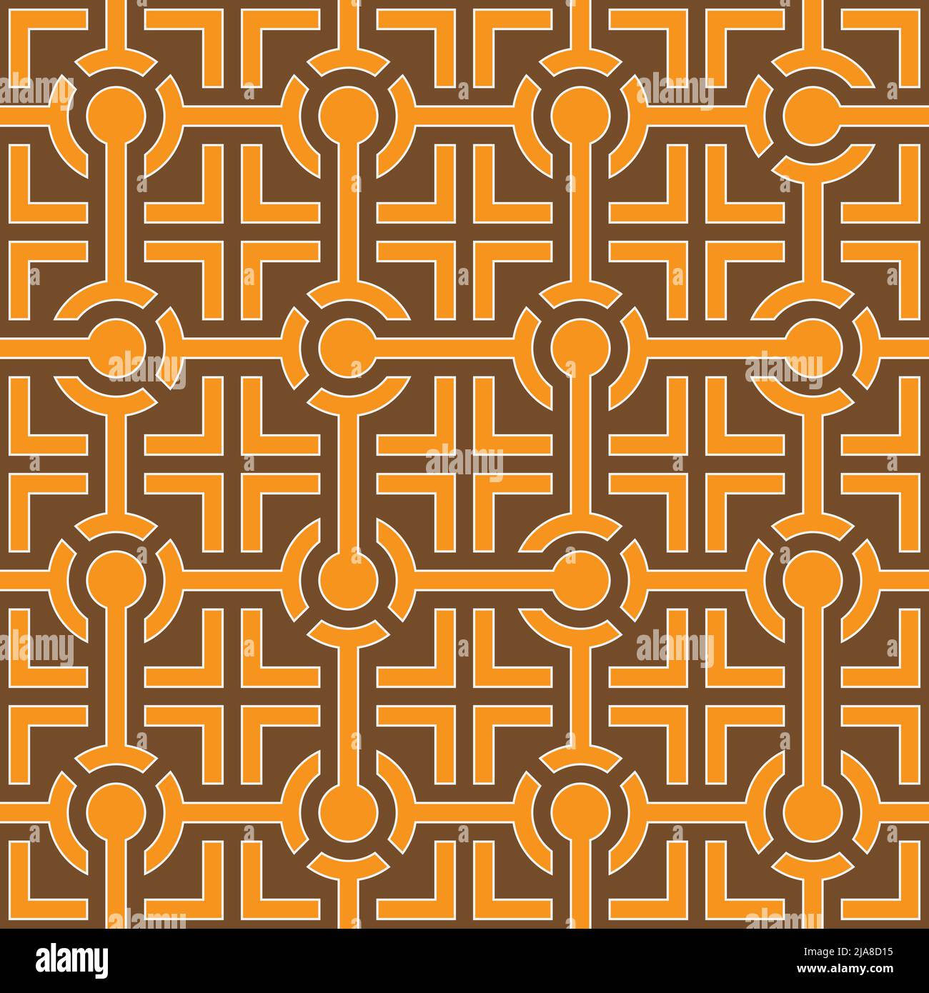 Nahtlose geometrische Muster von ineinanderfließenden Quadraten und Kreisen. vektor-Illustration. Stock Vektor