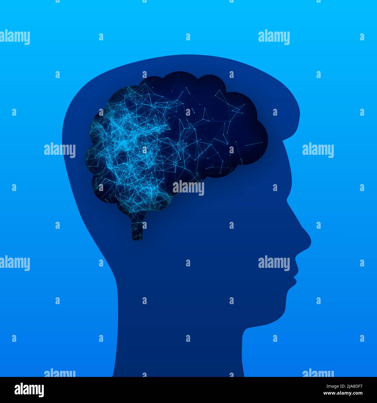 Cartoon-Symbol auf blauem Hintergrund. Kreative Idee. Cartoon-Vektorgrafik. Cloud-Netzwerk. Vektordarstellung für Technologienetzwerke. Technologie der Zukunft. Stock Vektor