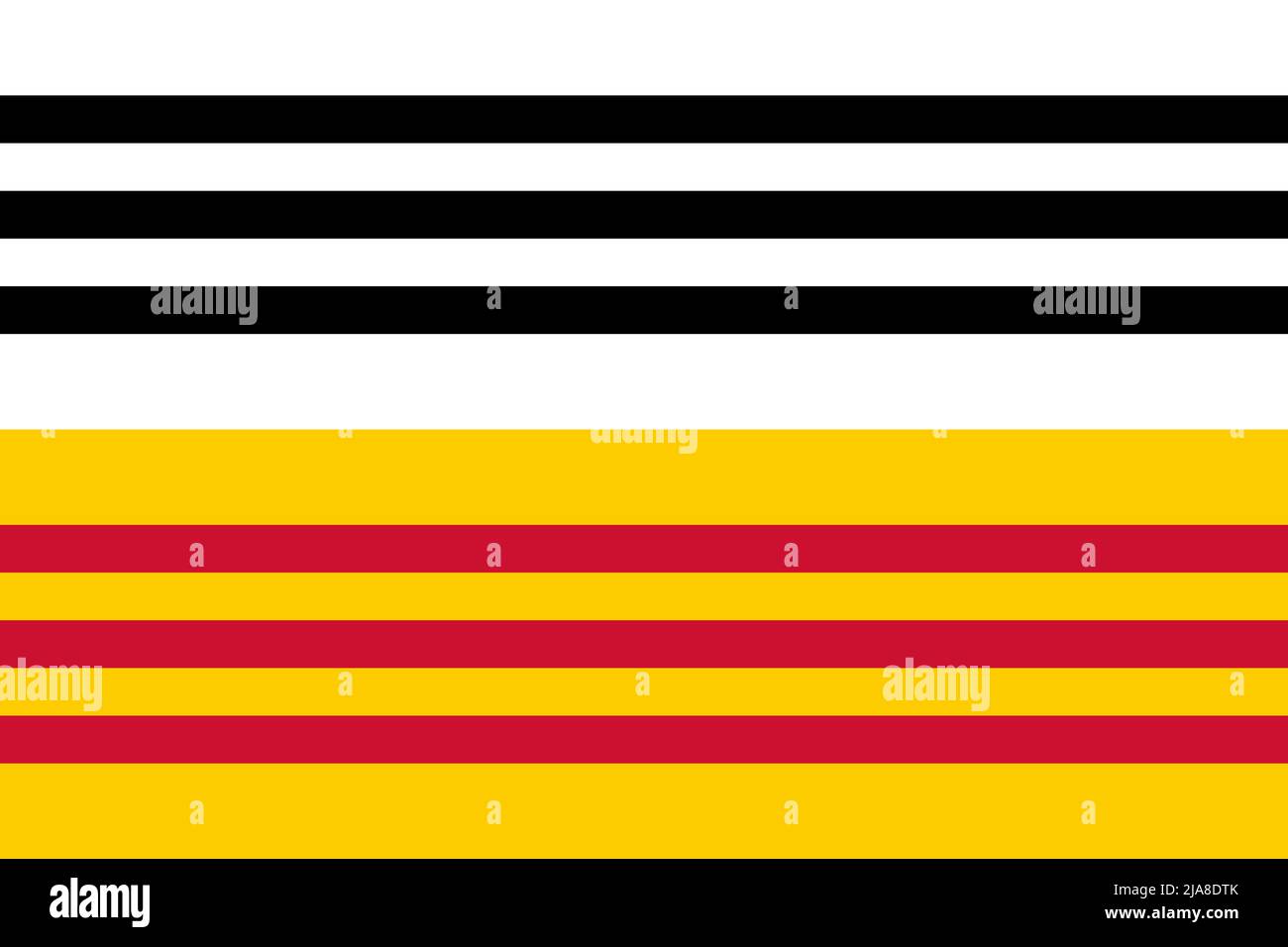 Draufsicht auf die Flagge Loon op Zand, Niederlande. Holländischer Patriot und Reisekonzept. Kein Fahnenmast. Ebenendesign, Layout. Hintergrund markieren Stockfoto