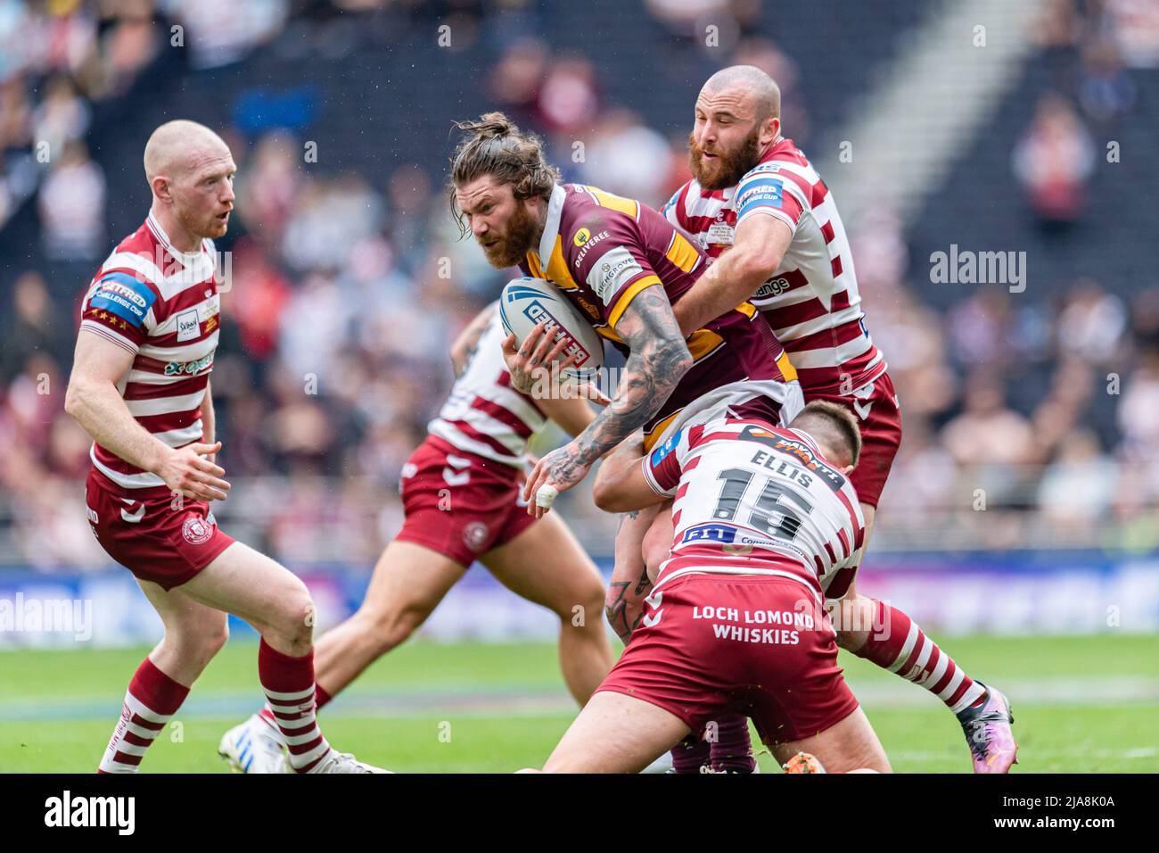 LONDON, GROSSBRITANNIEN. 28., 2022. Mai während des Finales des Betfred Challenge Cup - Wigan Warriors gegen Huddersfield Giants im Tottenham Hotspur Stadium am Samstag, 28. Mai 2022. LONDON, ENGLAND. Kredit: Taka G Wu/Alamy Live Nachrichten Stockfoto