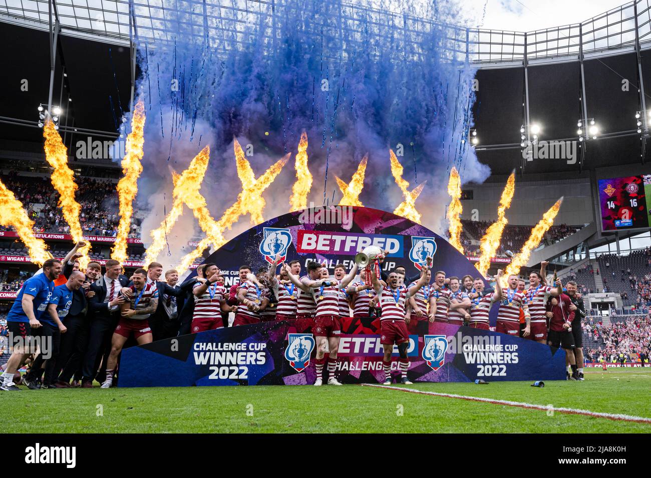 LONDON, GROSSBRITANNIEN. 28., 2022. Mai während des Finales des Betfred Challenge Cup - Wigan Warriors gegen Huddersfield Giants im Tottenham Hotspur Stadium am Samstag, 28. Mai 2022. LONDON, ENGLAND. Kredit: Taka G Wu/Alamy Live Nachrichten Stockfoto