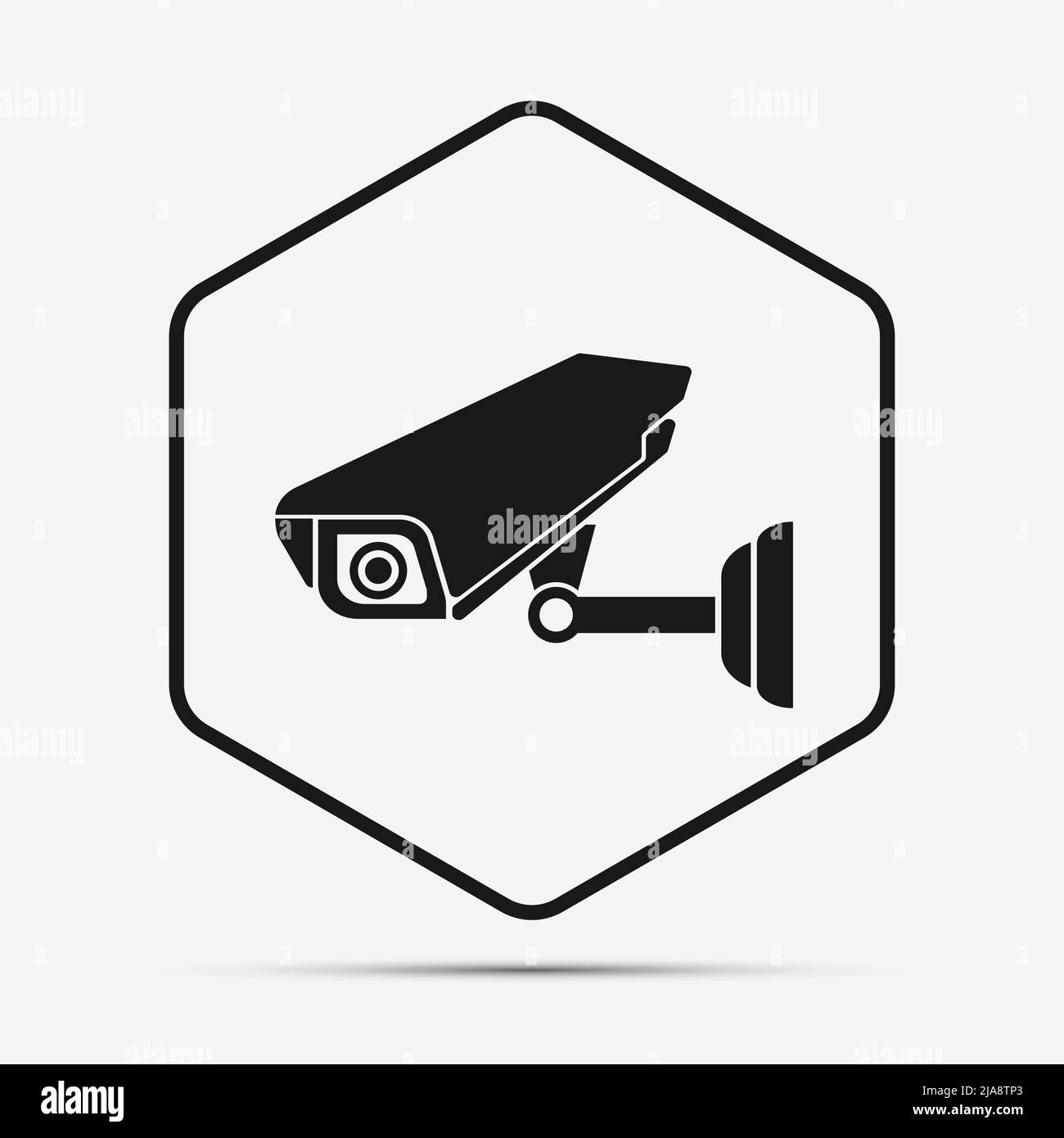 CCTV-Kamera isoliert auf weißem Hintergrund mit langen Schatten schwarz, einfache Design-Stil.Vektor-Illustration Stock Vektor