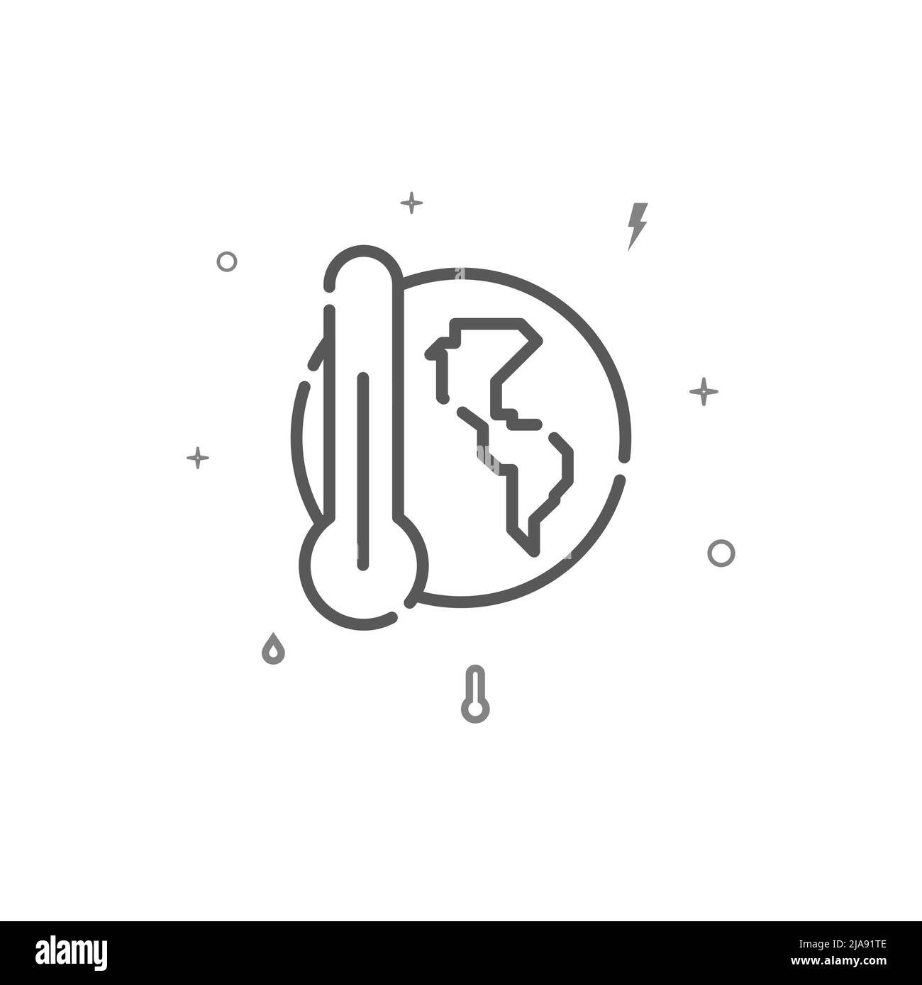 Globale Erwärmung einfaches Liniensymbol, Symbol, Piktogramm, auf weißem Hintergrund isoliertes Zeichen. Stockfoto
