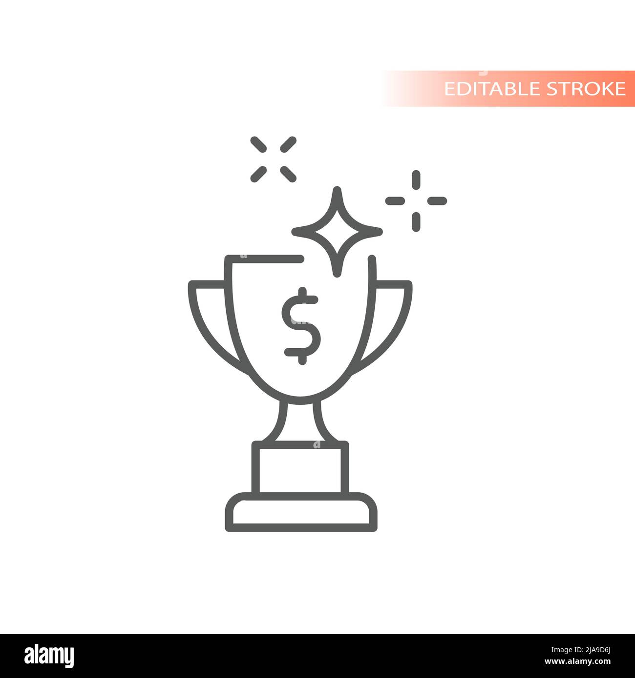 Award Cup mit Dollar Zeichen Linie Vektor-Symbol. Das Symbol für Wachstum und Erfolg in den Bereichen Finanzen und Unternehmen. Stock Vektor