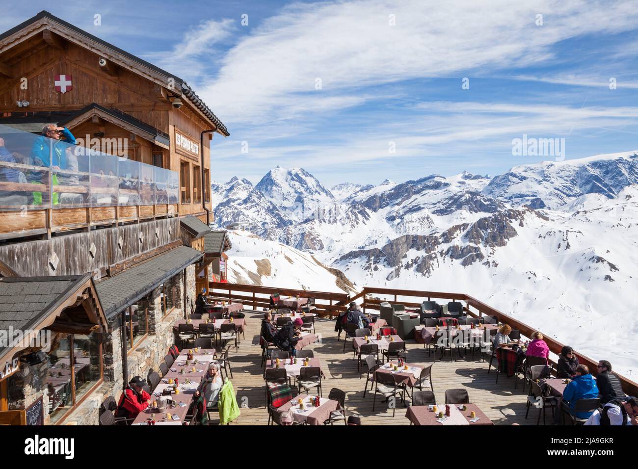 Sommet de Saulire, Meribel, drei Täler, Französische Alpen, Frankreich. Gipfel der Saulire. 2700m Stockfoto