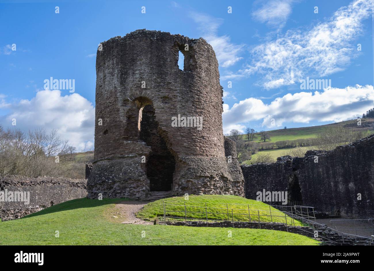 Ruined Skenfrith Castle, Monmouthshire, Wales, Großbritannien Stockfoto